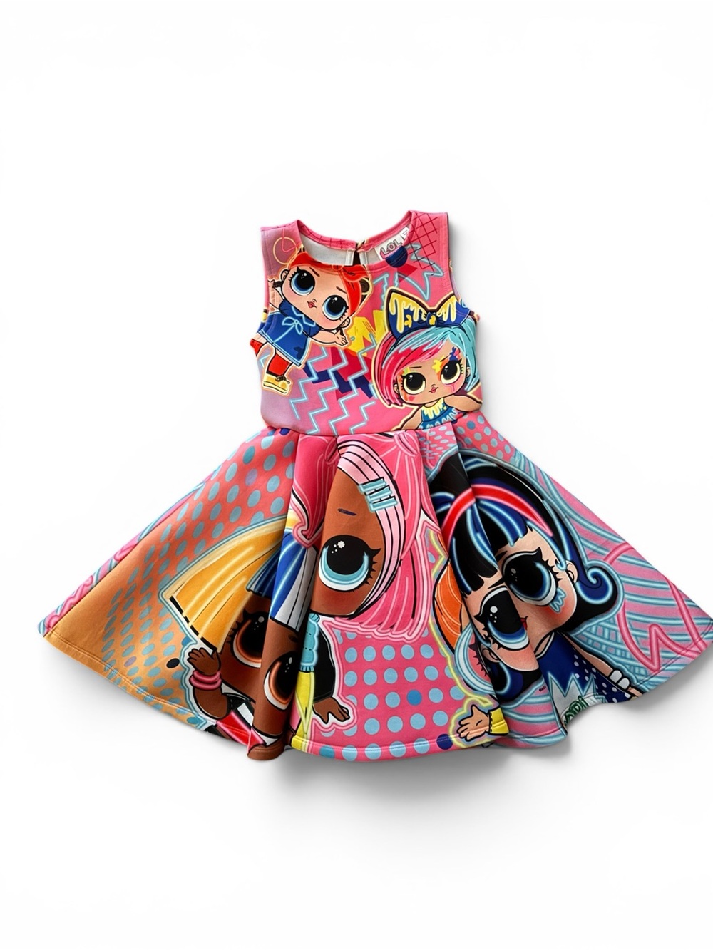 LOL Pink Multi-Color Girls' Character Party Dress